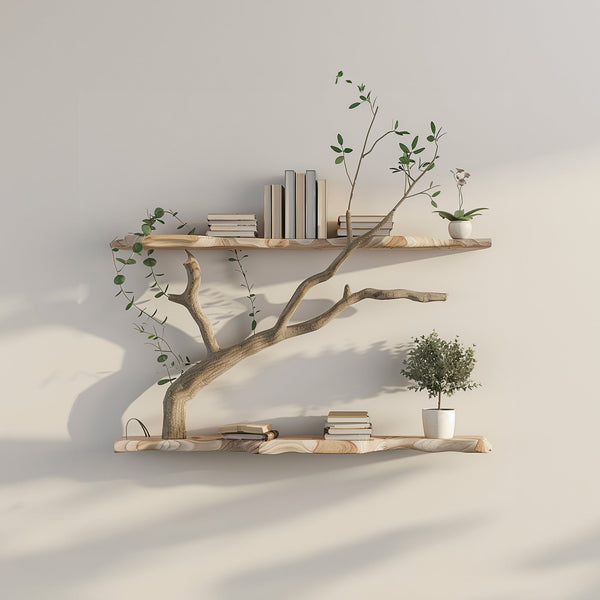 Tree Branch Driftwood Live Edge Floating Shelf Gift For Reader