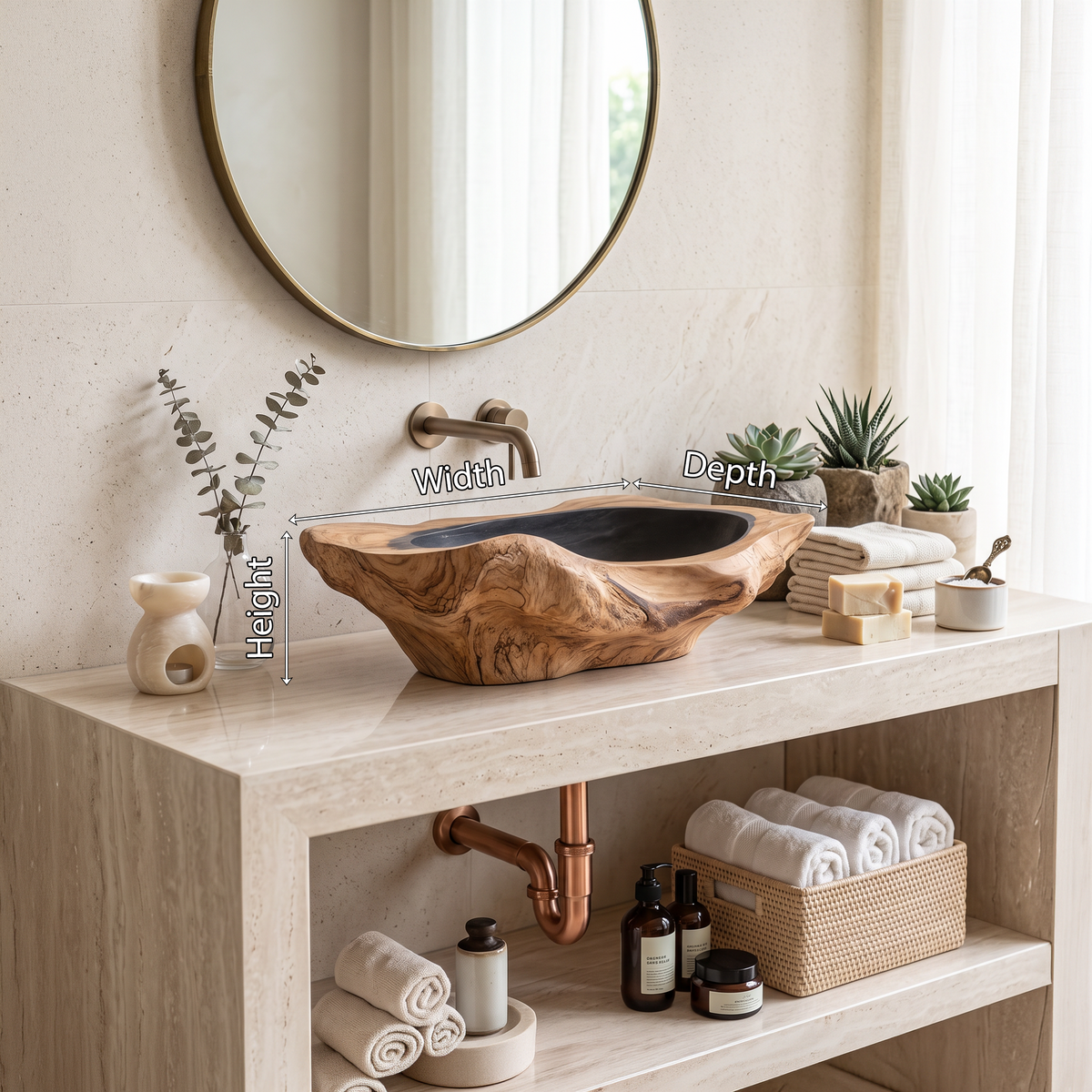 Handcrafted Solid Wood Sink For Bathroom Design Upgrade