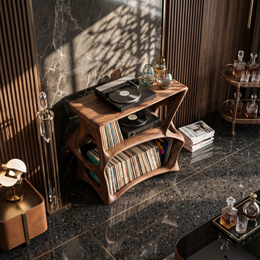 Farmhouse Record Stand Cozy Living Room Furniture