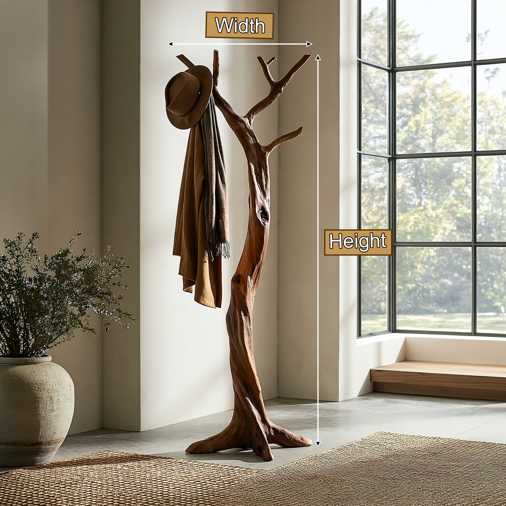 Velmorian Sculpted Solid Wood Tree Coat Rack