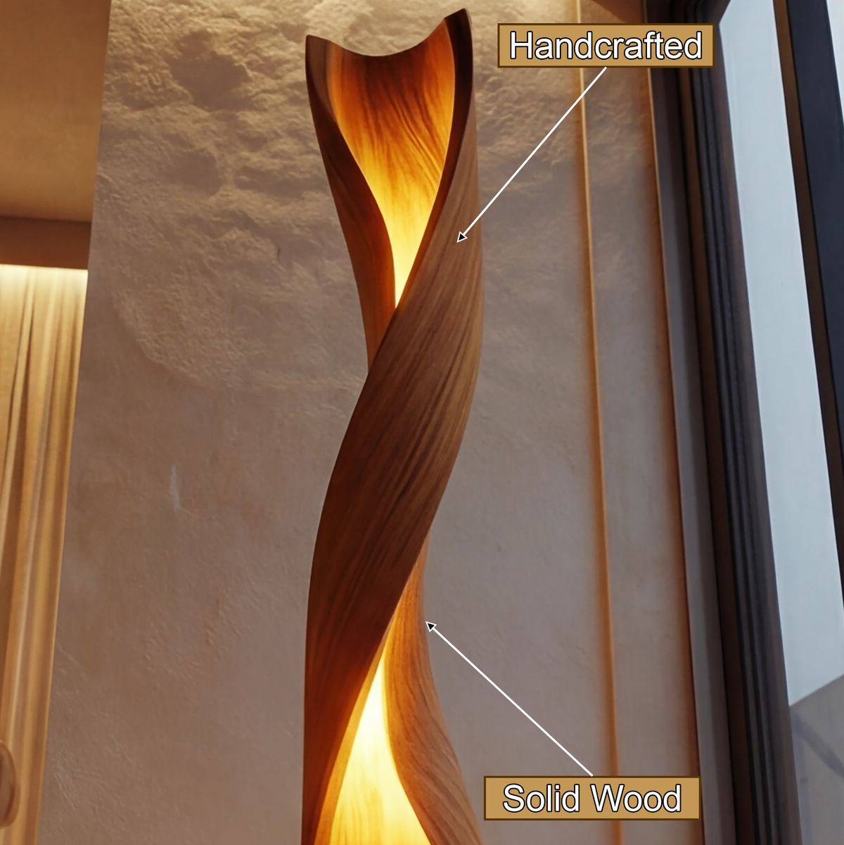Zerathis Sculpted Integrated LED Wood Floor Lamp